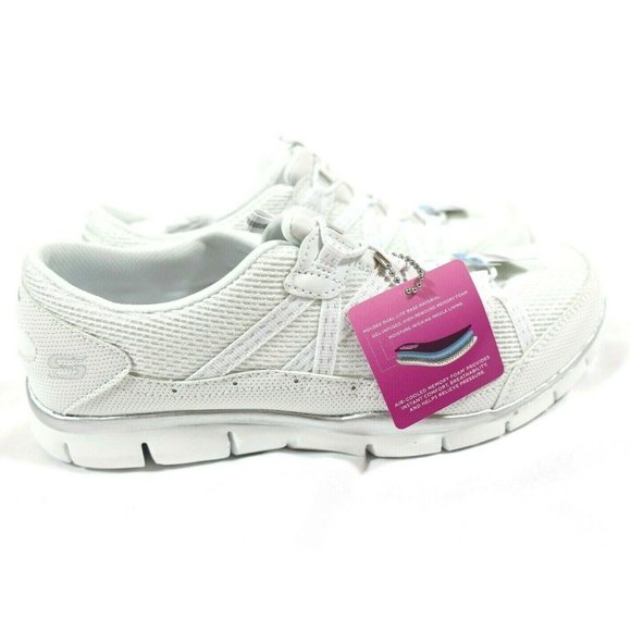 Skechers Shoes - Skechers Womens Gratis Strolling White Silver